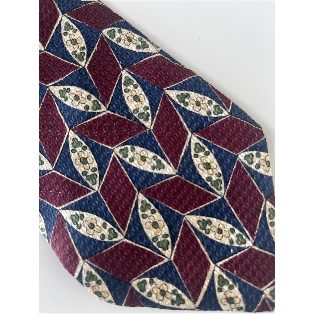 Brooks Brothers Makers Silk USA Made Neck‎ Tie Burgundy Geometric Floral 57"